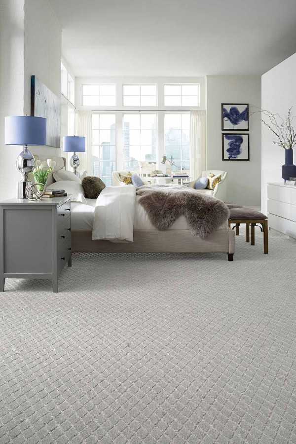 eclectic bedroom with transitional and glam elements